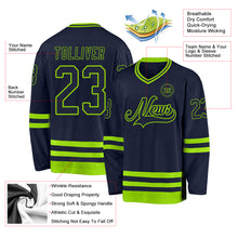 Загрузить изображение в средство просмотра галереи, Custom Navy Neon Green Hockey Jersey