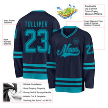 Загрузить изображение в средство просмотра галереи, Custom Navy Teal Hockey Jersey
