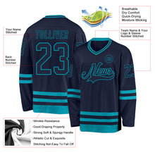 Загрузить изображение в средство просмотра галереи, Custom Navy Teal Hockey Jersey