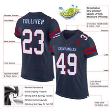 Laden Sie das Bild in den Galerie-Viewer, Custom Navy Red-Royal Mesh Authentic Football Jersey