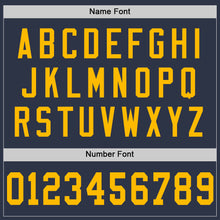 Laden Sie das Bild in den Galerie-Viewer, Custom Navy Gold Mesh Authentic Football Jersey