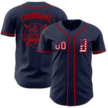 Загрузить изображение в средство просмотра галереи, Custom Navy USA Flag-Red Authentic Baseball Jersey