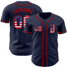Загрузить изображение в средство просмотра галереи, Custom Navy USA Flag-Red Authentic Baseball Jersey