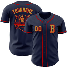 Загрузить изображение в средство просмотра галереи, Custom Navy Old Gold-Red Authentic Baseball Jersey