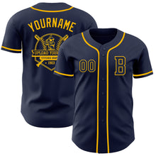 Загрузить изображение в средство просмотра галереи, Custom Navy Gold Authentic Baseball Jersey
