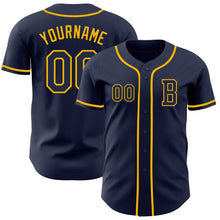 Загрузить изображение в средство просмотра галереи, Custom Navy Gold Authentic Baseball Jersey