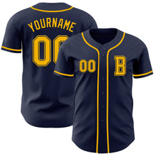 Laden Sie das Bild in den Galerie-Viewer, Custom Navy Gold Authentic Baseball Jersey
