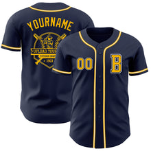 Laden Sie das Bild in den Galerie-Viewer, Custom Navy Gold-White Authentic Baseball Jersey