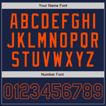 Load image into Gallery viewer, Custom Navy Orange Authentic Baseball Jersey