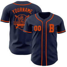 Laden Sie das Bild in den Galerie-Viewer, Custom Navy Orange Authentic Baseball Jersey