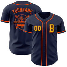 Загрузить изображение в средство просмотра галереи, Custom Navy Gold-Orange Authentic Baseball Jersey