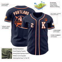 Load image into Gallery viewer, Custom Navy White-Orange Authentic Baseball Jersey