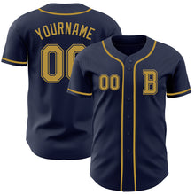 Load image into Gallery viewer, Custom Navy Old Gold Authentic Baseball Jersey