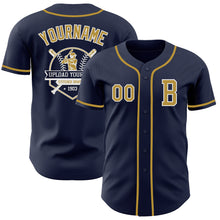 Laden Sie das Bild in den Galerie-Viewer, Custom Navy Old Gold-White Authentic Baseball Jersey