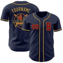 Загрузить изображение в средство просмотра галереи, Custom Navy Red-Old Gold Authentic Baseball Jersey