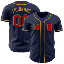Загрузить изображение в средство просмотра галереи, Custom Navy Red-Old Gold Authentic Baseball Jersey