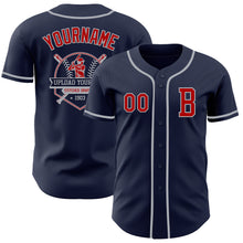 Загрузить изображение в средство просмотра галереи, Custom Navy Red-Gray Authentic Baseball Jersey