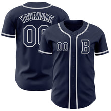 Laden Sie das Bild in den Galerie-Viewer, Custom Navy White-Gray Authentic Baseball Jersey