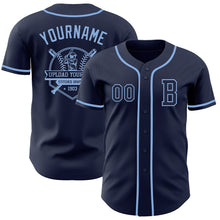 Load image into Gallery viewer, Custom Navy Light Blue Authentic Baseball Jersey
