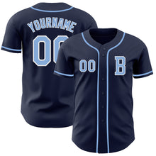 Load image into Gallery viewer, Custom Navy Light Blue-White Authentic Baseball Jersey