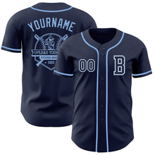 Загрузить изображение в средство просмотра галереи, Custom Navy White-Light Blue Authentic Baseball Jersey