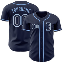 Загрузить изображение в средство просмотра галереи, Custom Navy White-Light Blue Authentic Baseball Jersey