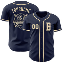 Load image into Gallery viewer, Custom Navy Cream Authentic Baseball Jersey