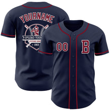 Load image into Gallery viewer, Custom Navy Crimson-White Authentic Baseball Jersey