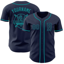 Загрузить изображение в средство просмотра галереи, Custom Navy Teal Authentic Baseball Jersey