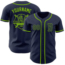 Загрузить изображение в средство просмотра галереи, Custom Navy Neon Green Authentic Baseball Jersey