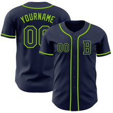 Загрузить изображение в средство просмотра галереи, Custom Navy Neon Green Authentic Baseball Jersey