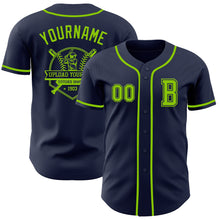 Загрузить изображение в средство просмотра галереи, Custom Navy Neon Green Authentic Baseball Jersey