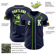 Load image into Gallery viewer, Custom Navy White-Neon Green Authentic Baseball Jersey