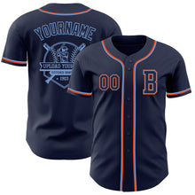 Laden Sie das Bild in den Galerie-Viewer, Custom Navy Powder Blue-Orange Authentic Baseball Jersey
