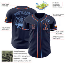 Laden Sie das Bild in den Galerie-Viewer, Custom Navy Powder Blue-Orange Authentic Baseball Jersey