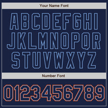 Laden Sie das Bild in den Galerie-Viewer, Custom Navy Powder Blue-Orange Authentic Baseball Jersey