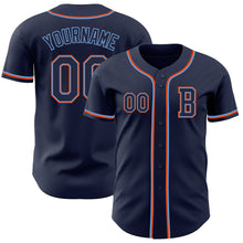 Laden Sie das Bild in den Galerie-Viewer, Custom Navy Powder Blue-Orange Authentic Baseball Jersey