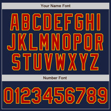 Загрузить изображение в средство просмотра галереи, Custom Navy Red-Gold Authentic Baseball Jersey