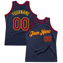 Загрузить изображение в средство просмотра галереи, Custom Navy Maroon-Gold Authentic Throwback Basketball Jersey