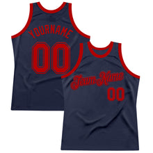 Загрузить изображение в средство просмотра галереи, Custom Navy Red Authentic Throwback Basketball Jersey