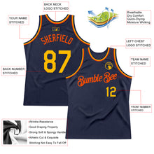 Laden Sie das Bild in den Galerie-Viewer, Custom Navy Gold-Orange Authentic Throwback Basketball Jersey