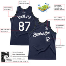 Загрузить изображение в средство просмотра галереи, Custom Navy White Black-Light Blue Authentic Throwback Basketball Jersey
