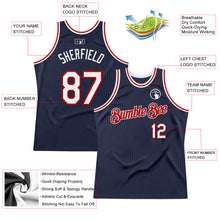 Загрузить изображение в средство просмотра галереи, Custom Navy White-Red Authentic Throwback Basketball Jersey