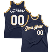 Загрузить изображение в средство просмотра галереи, Custom Navy White-Old Gold Authentic Throwback Basketball Jersey