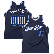 Загрузить изображение в средство просмотра галереи, Custom Navy Royal-White Authentic Throwback Basketball Jersey