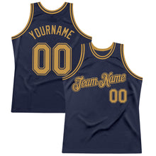 Загрузить изображение в средство просмотра галереи, Custom Navy Old Gold Authentic Throwback Basketball Jersey