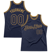 Загрузить изображение в средство просмотра галереи, Custom Navy Old Gold Authentic Throwback Basketball Jersey