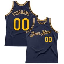 Загрузить изображение в средство просмотра галереи, Custom Navy Gold-Old Gold Authentic Throwback Basketball Jersey