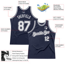 Загрузить изображение в средство просмотра галереи, Custom Navy White Authentic Throwback Basketball Jersey