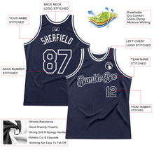 Загрузить изображение в средство просмотра галереи, Custom Navy White Authentic Throwback Basketball Jersey